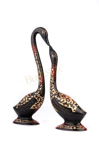 Swan Set of 2 in Brass for Home Decor Office Decor ( Big ) - Budhshiv.com