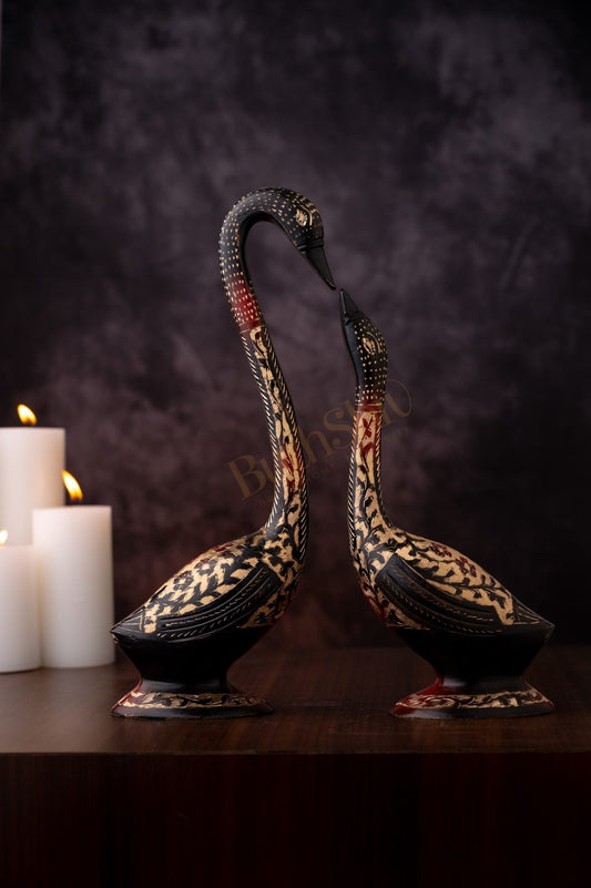Swan Set of 2 in Brass for Home Decor Office Decor ( Medium ) - Budhshiv.com