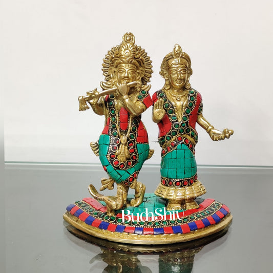 Symbolic Radha Krishna Idol - Essence of Love and Divine Union 7 inch - Budhshiv.com