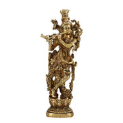 The Brass Krishna Statue - Divine Masterpiece of Lord Krishna | 14 inches - Budhshiv.com
