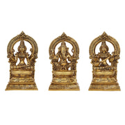 The Holy Trinity - Ganesha, Lakshmi, Saraswati - Brass Idols 10" - Budhshiv.com