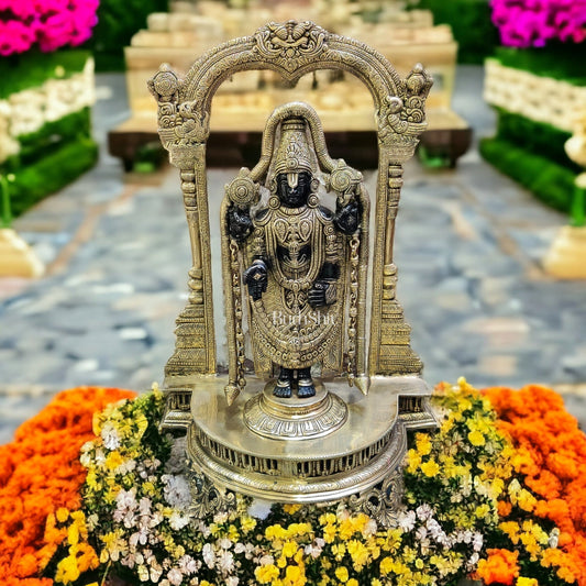 Tirupati Balaji Brass Idol 25 inches Black and Golden - Budhshiv.com
