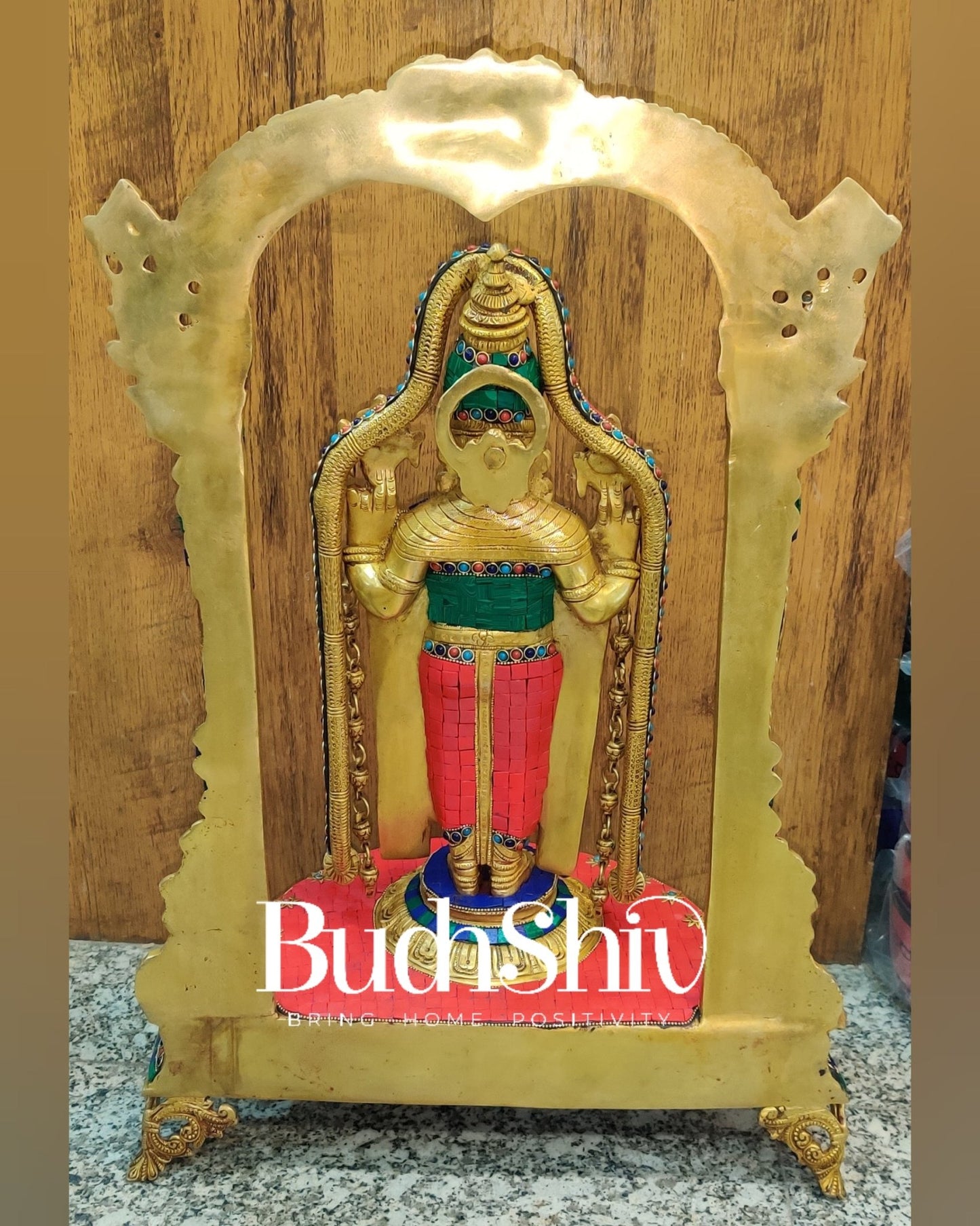 Tirupati Balaji Brass Idol 25 inches with stonework - Budhshiv.com