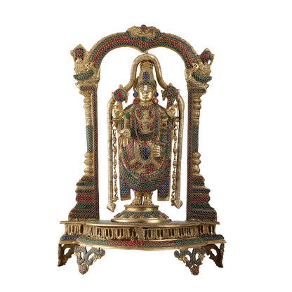 Tirupati Balaji Brass Idol 25 inches with stonework - Budhshiv.com