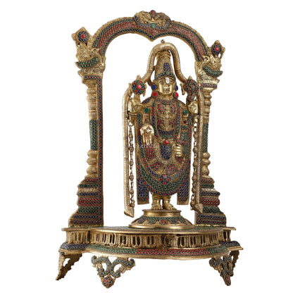 Tirupati Balaji Brass Idol 25 inches with stonework - Budhshiv.com