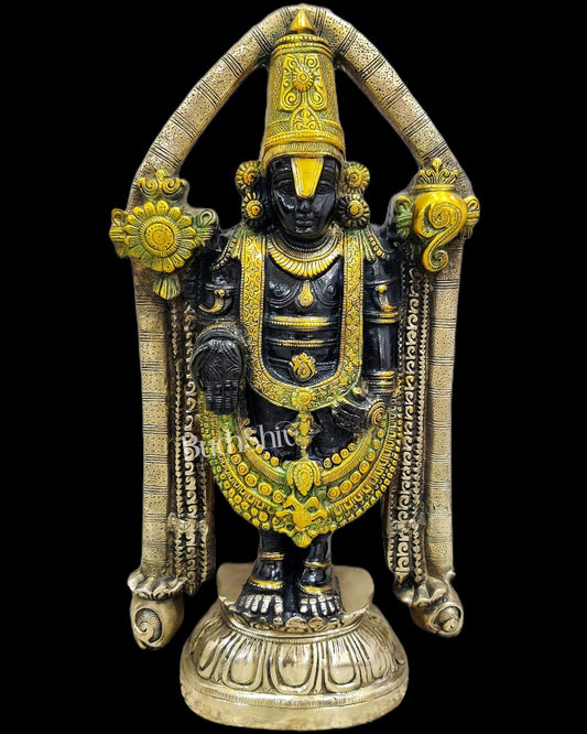 Tirupati Balaji Brass statue 22 inch | Handcrafted in India Black finish - Budhshiv.com
