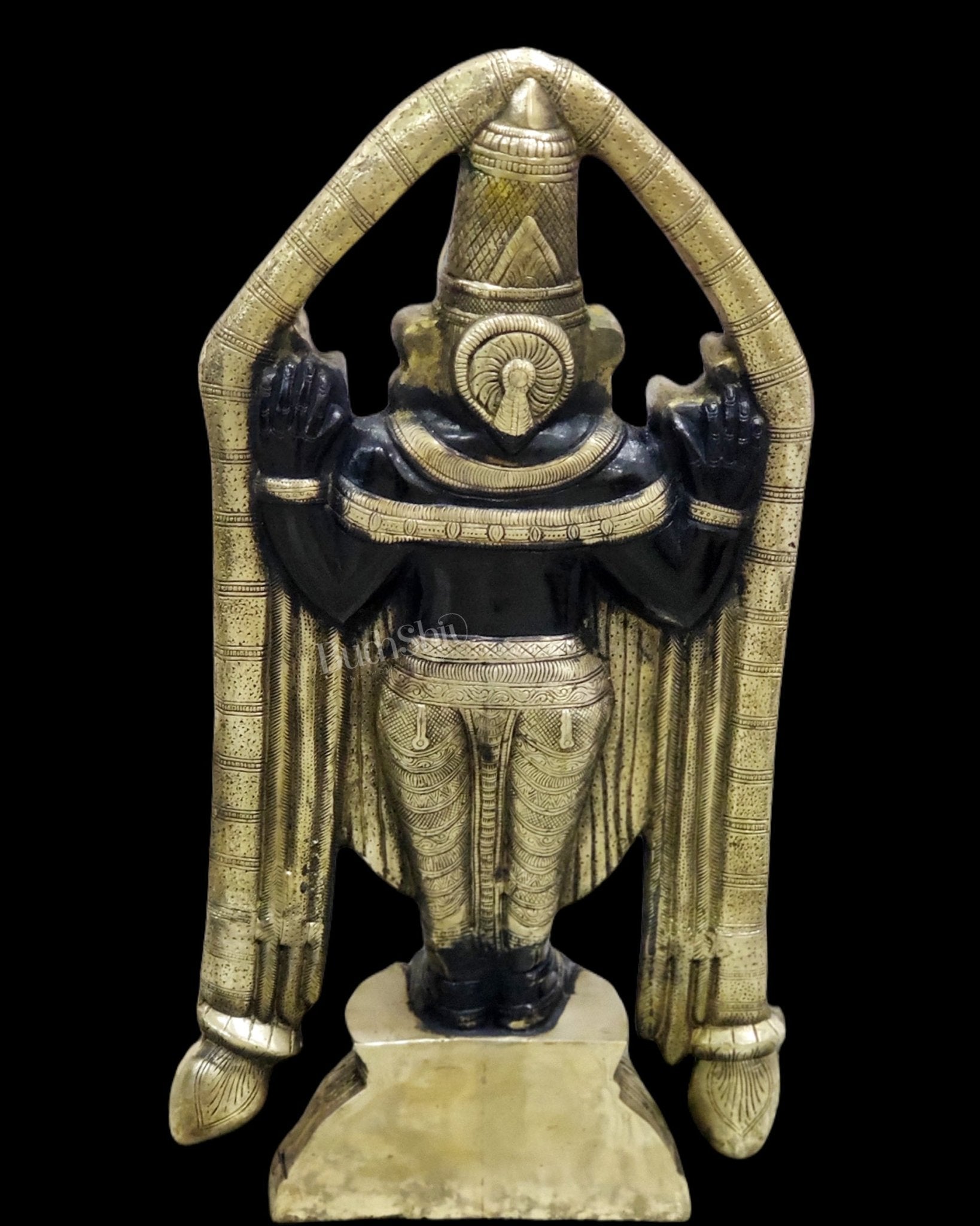 Tirupati Balaji Brass statue 22 inch | Handcrafted in India Black finish - Budhshiv.com