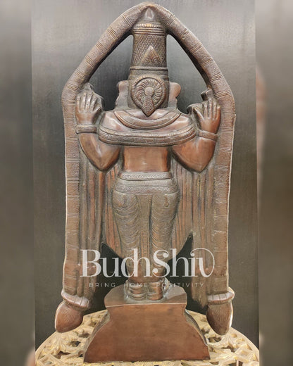 Tirupati Balaji Brass statue 22 inch | Handcrafted in India Brown finish - Budhshiv.com