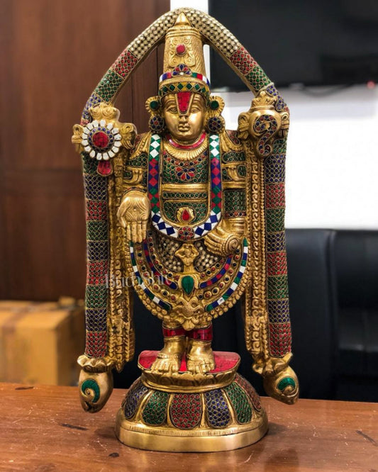 Tirupati Balaji Brass statue 22 inch | Handcrafted in India - Budhshiv.com