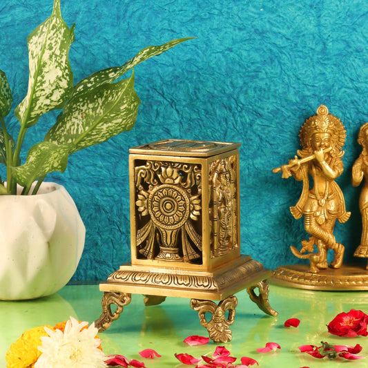 Tirupati Balaji Dhoop Dhani with Shankh, Chakra, and Namah Engraving | T-Light Holder | 6.5x5x5 inch - Budhshiv.com