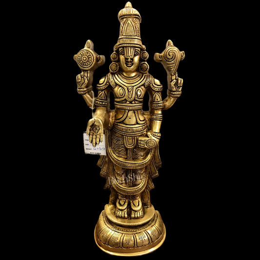 Tirupati Balaji lord Venkateshwara Brass Statue 16 inches gold - Budhshiv.com