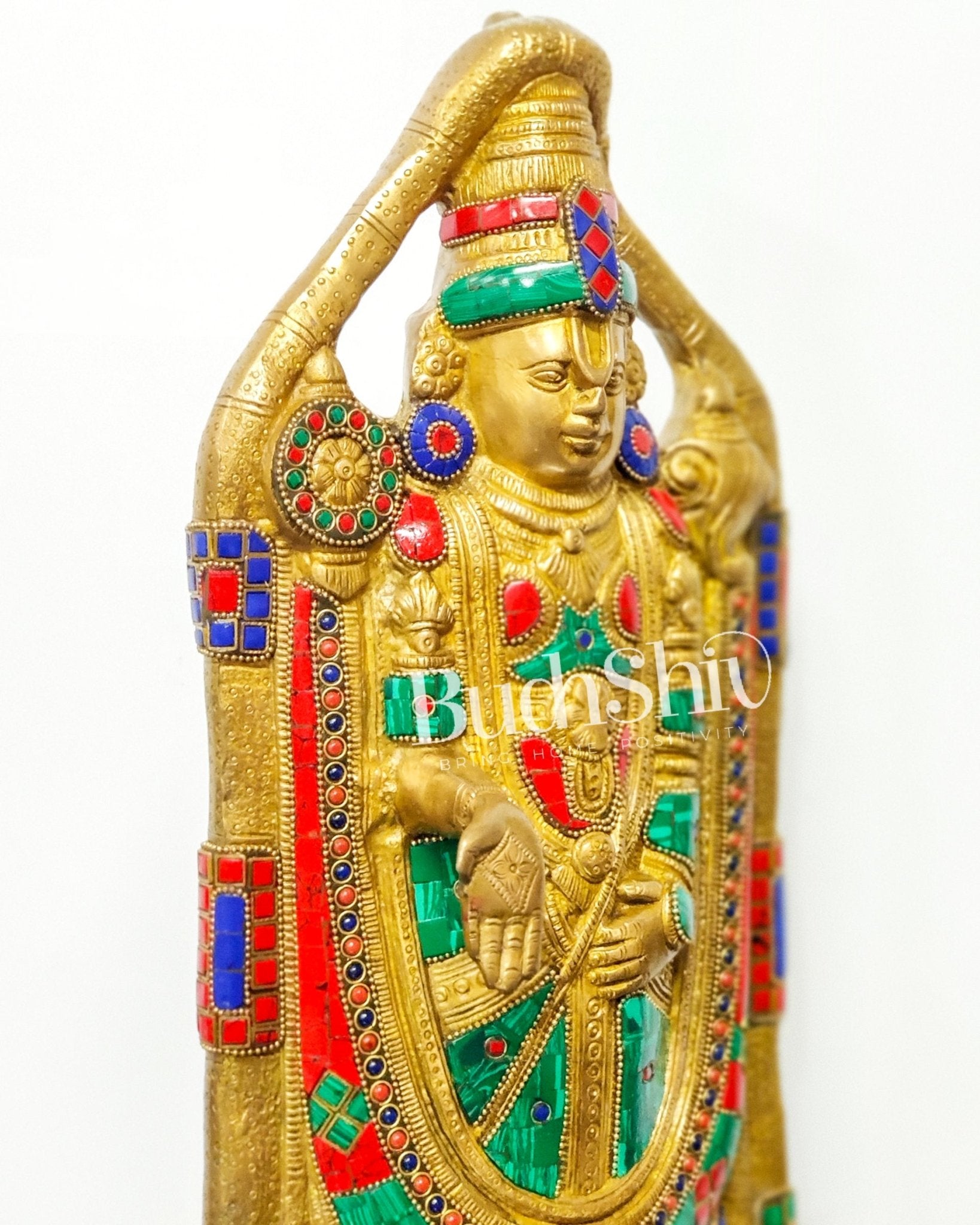 Tirupati Balaji Statue in Superfine Brass 18" with stonework - Budhshiv.com