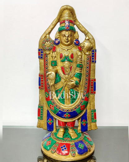 Tirupati Balaji Statue in Superfine Brass 18" with stonework - Budhshiv.com