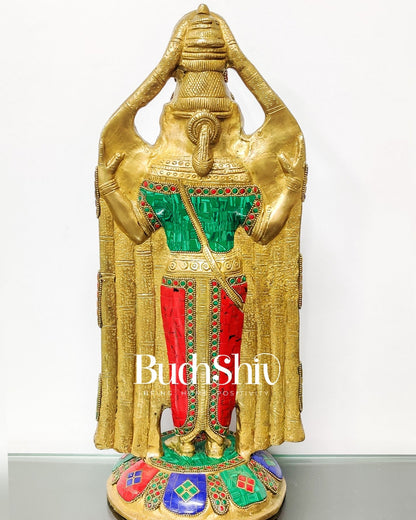 Tirupati Balaji Statue in Superfine Brass 18" with stonework - Budhshiv.com