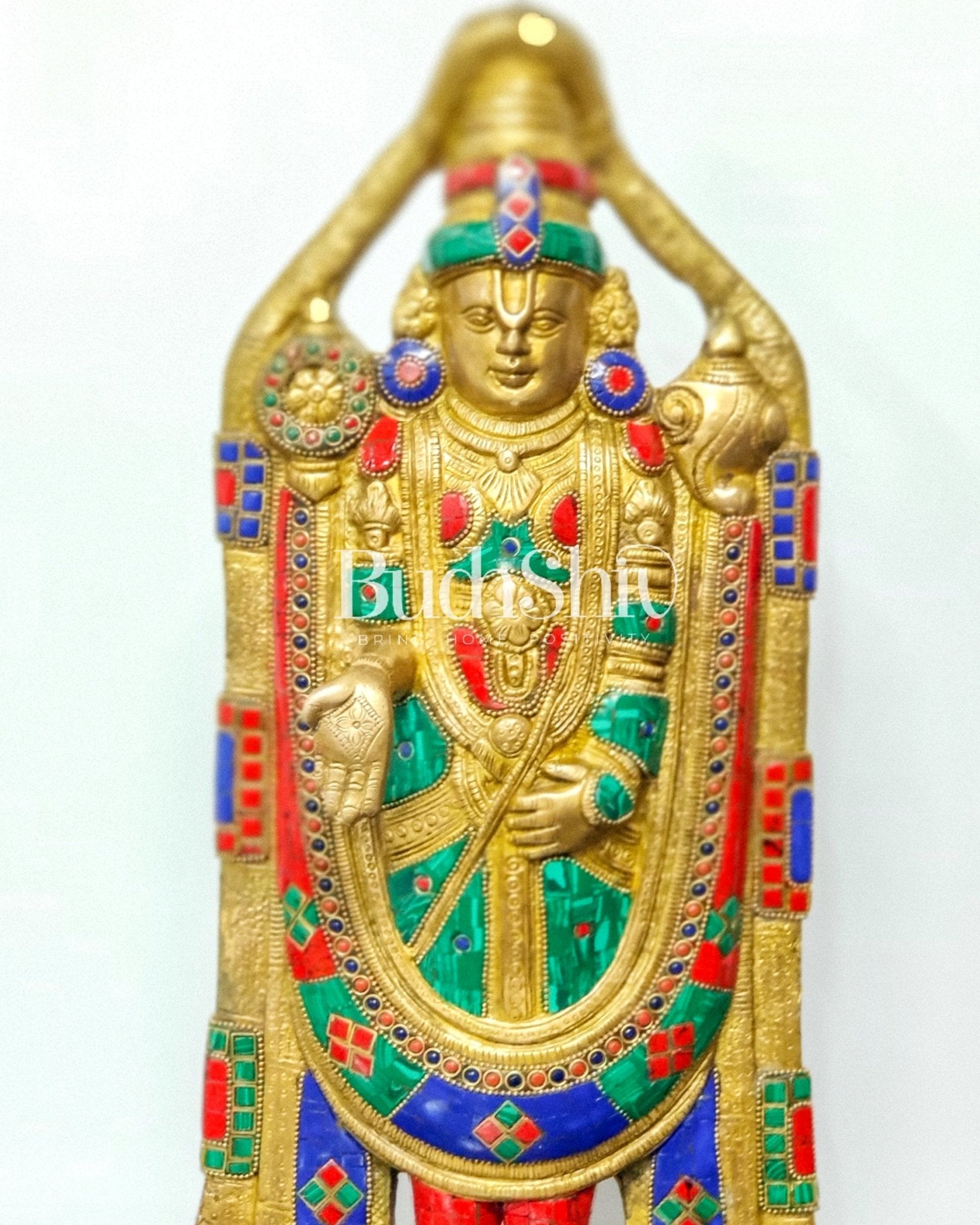 Tirupati Balaji Statue in Superfine Brass 18" with stonework - Budhshiv.com