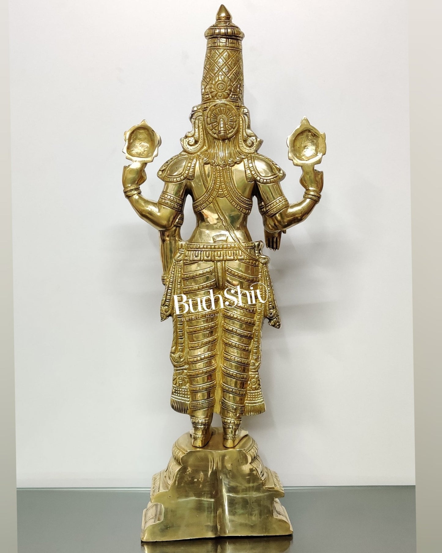 Tirupati Balaji Venkateshwar Polished Brass Statue/Idol 33 inches - Budhshiv.com