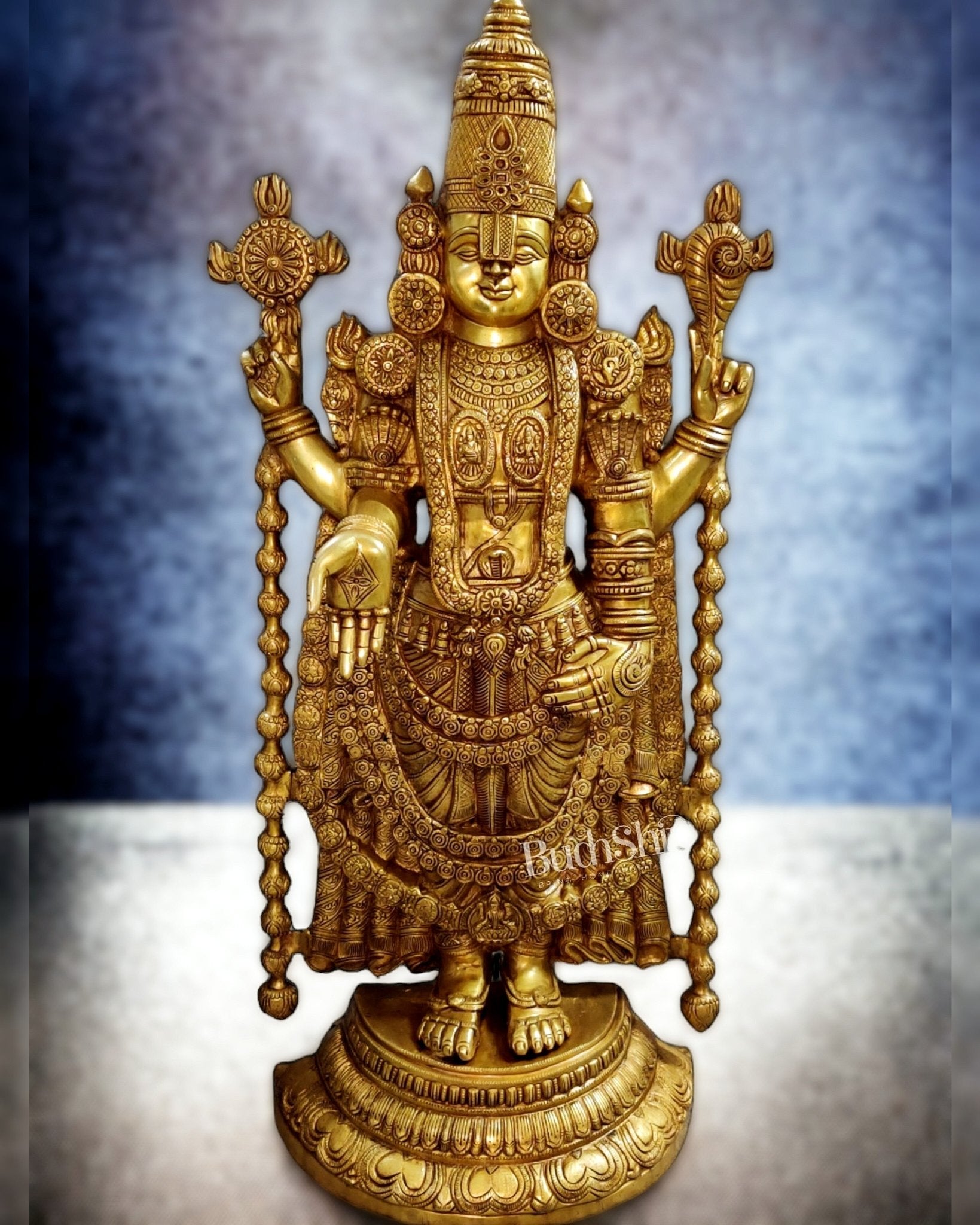 Tirupati Balaji Venkateshwara Swamy Brass Statue/Idol 38 inches - Budhshiv.com