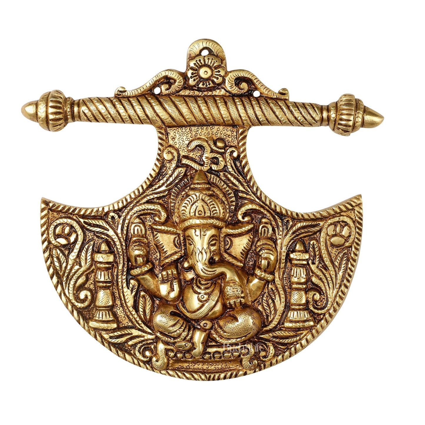 Traditional Brass Lord Ganesha Wall Hanging - 8x8.5 inch - Budhshiv.com