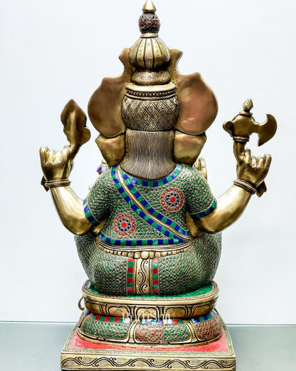 Unique and Magnificent Handcrafted Brass Ganapati Statue - 24" Height - Budhshiv.com