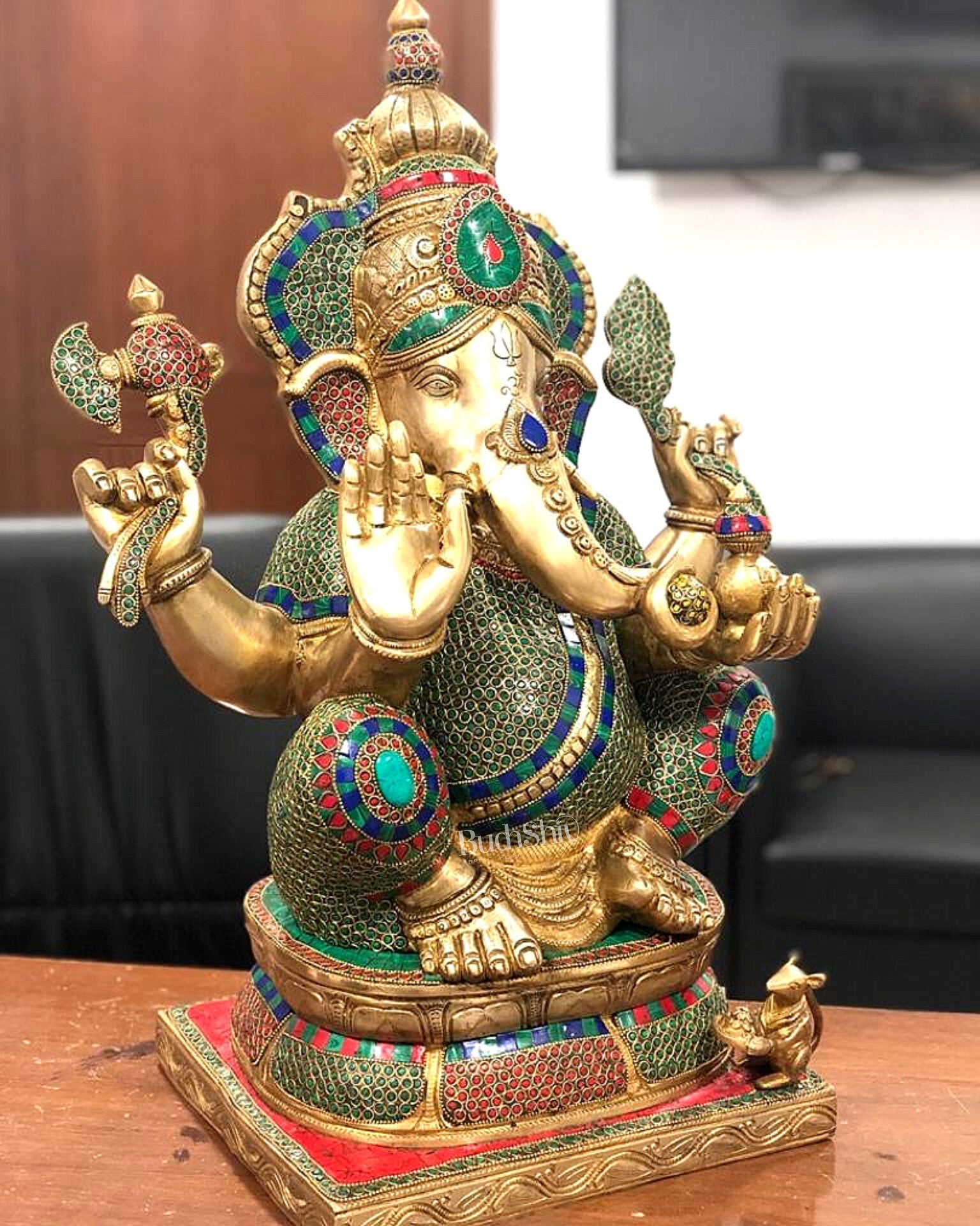 Unique and Magnificent Handcrafted Brass Ganapati Statue - 24" Height - Budhshiv.com