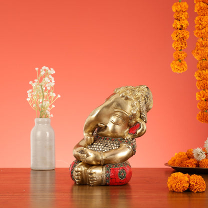 Unique Baby Ganesha Brass idol 9 inches - Budhshiv.com