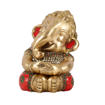 Unique Baby Ganesha Brass idol 9 inches - Budhshiv.com