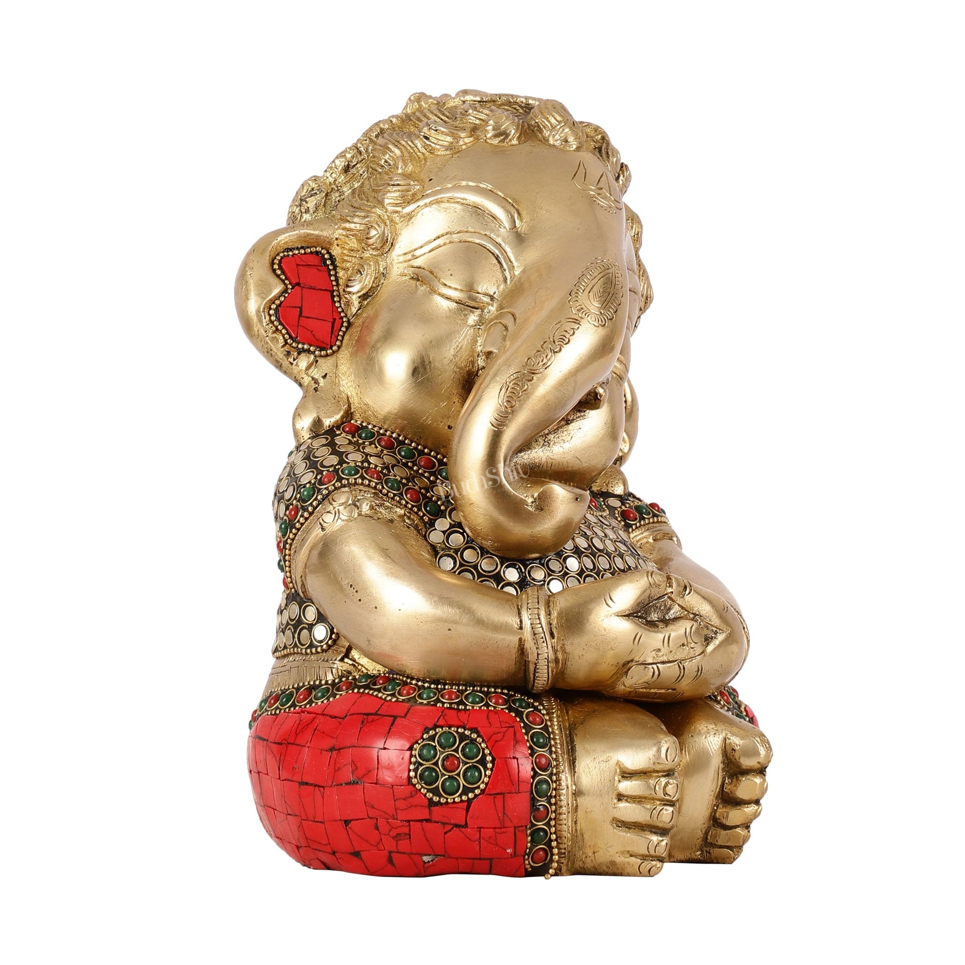 Unique Baby Ganesha Brass idol 9 inches - Budhshiv.com