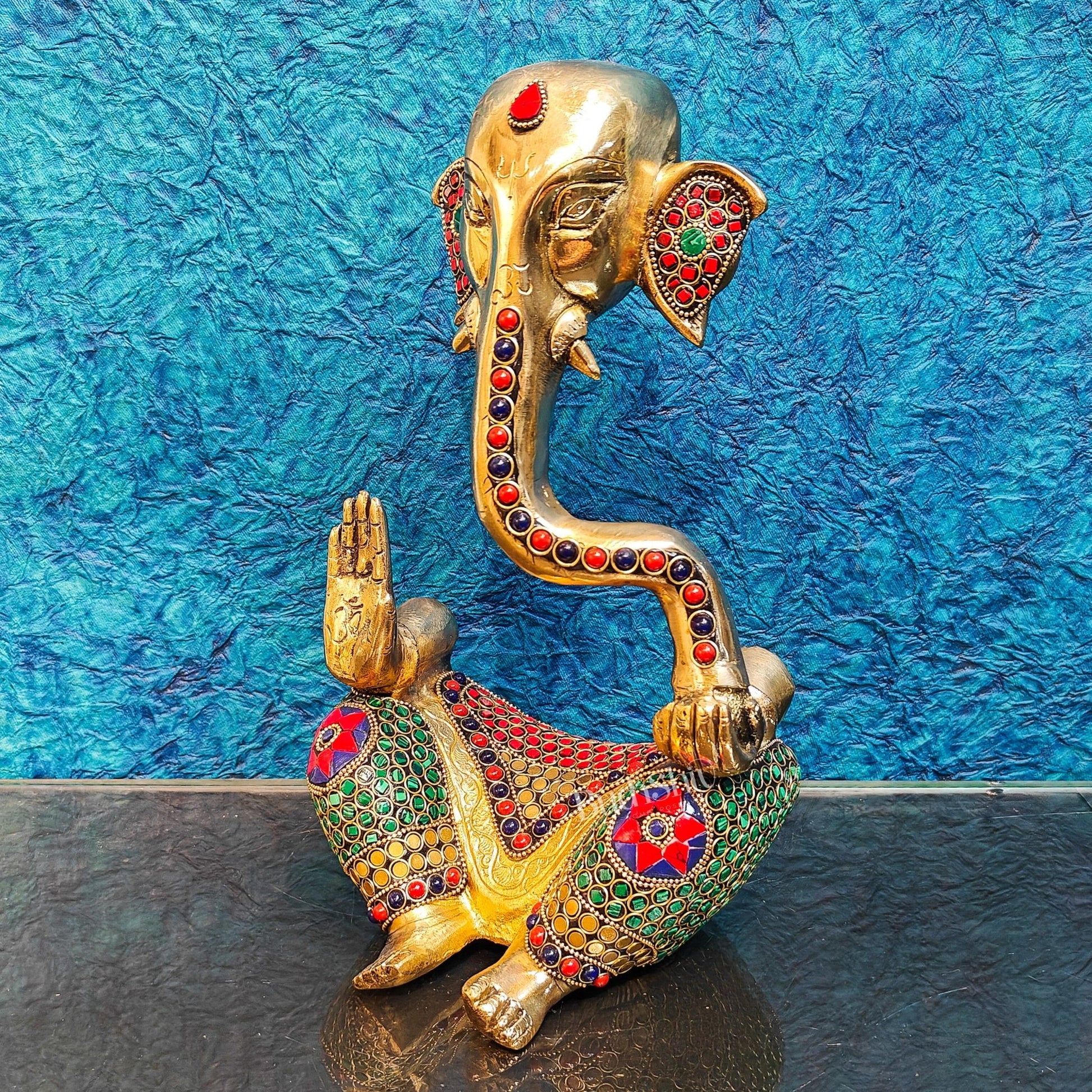 Unique Brass Ganapati Modern Abstract Aashirwad Table Accent | Height 12 inches - Budhshiv.com