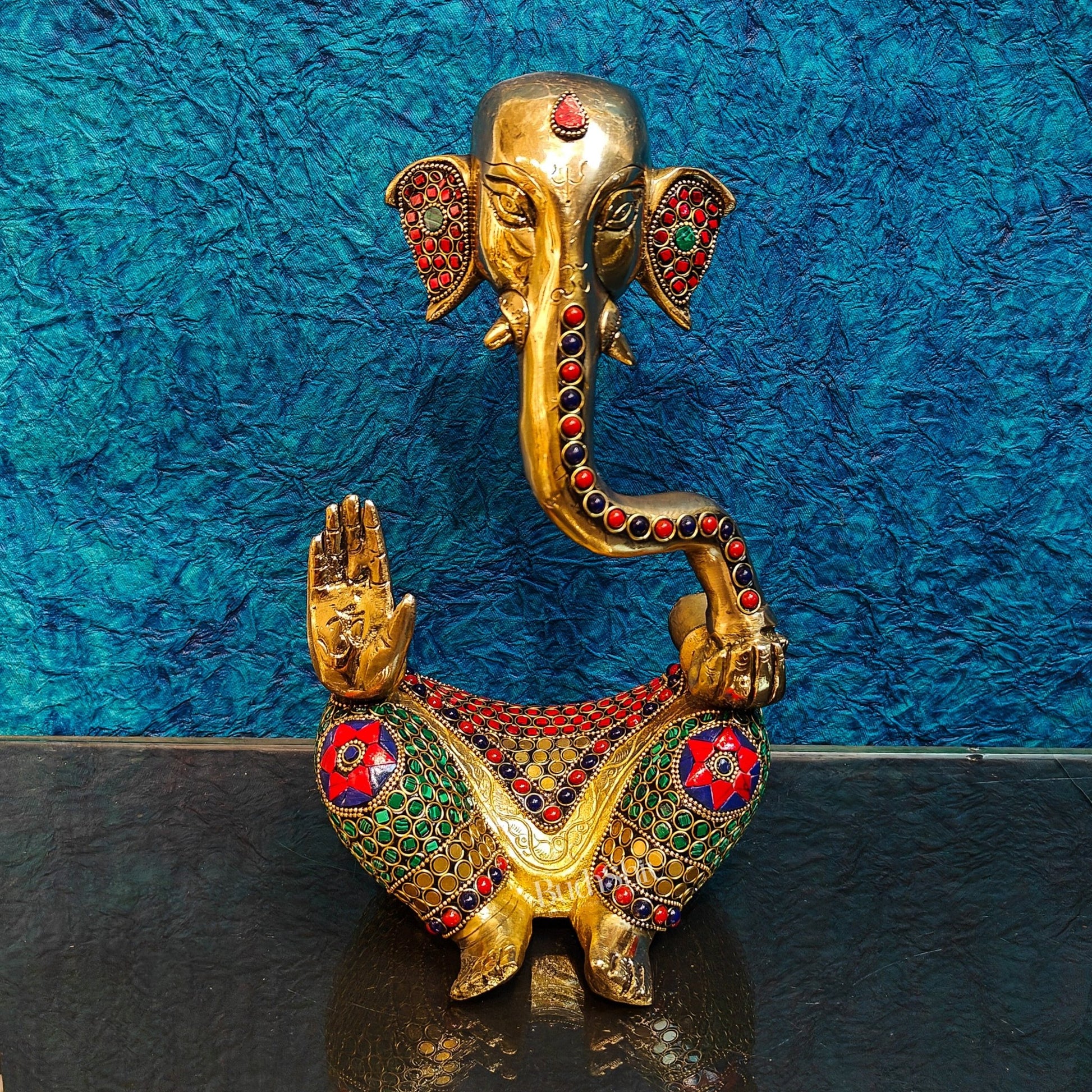 Unique Brass Ganapati Modern Abstract Aashirwad Table Accent | Height 12 inches - Budhshiv.com