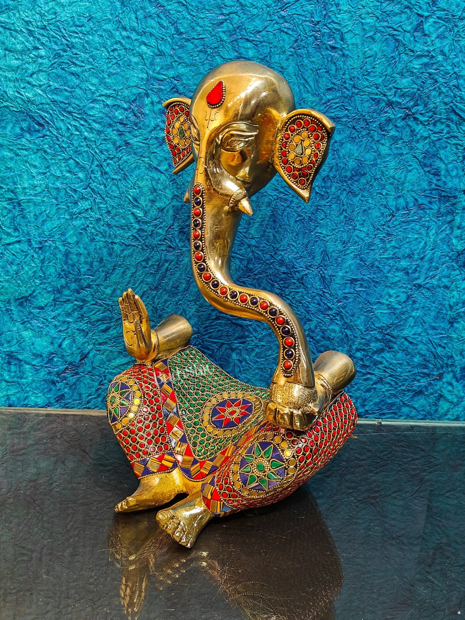 Unique Brass Ganapati Modern Abstract Aashirwad Table Accent | Height 15 inches - Budhshiv.com