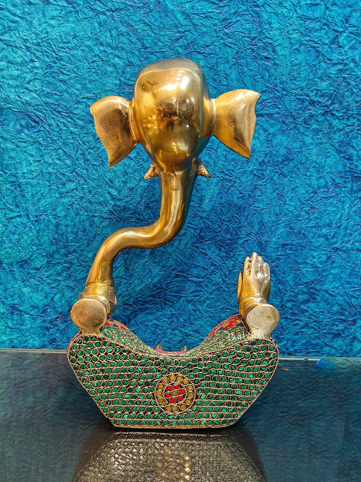 Unique Brass Ganapati Modern Abstract Aashirwad Table Accent | Height 15 inches - Budhshiv.com