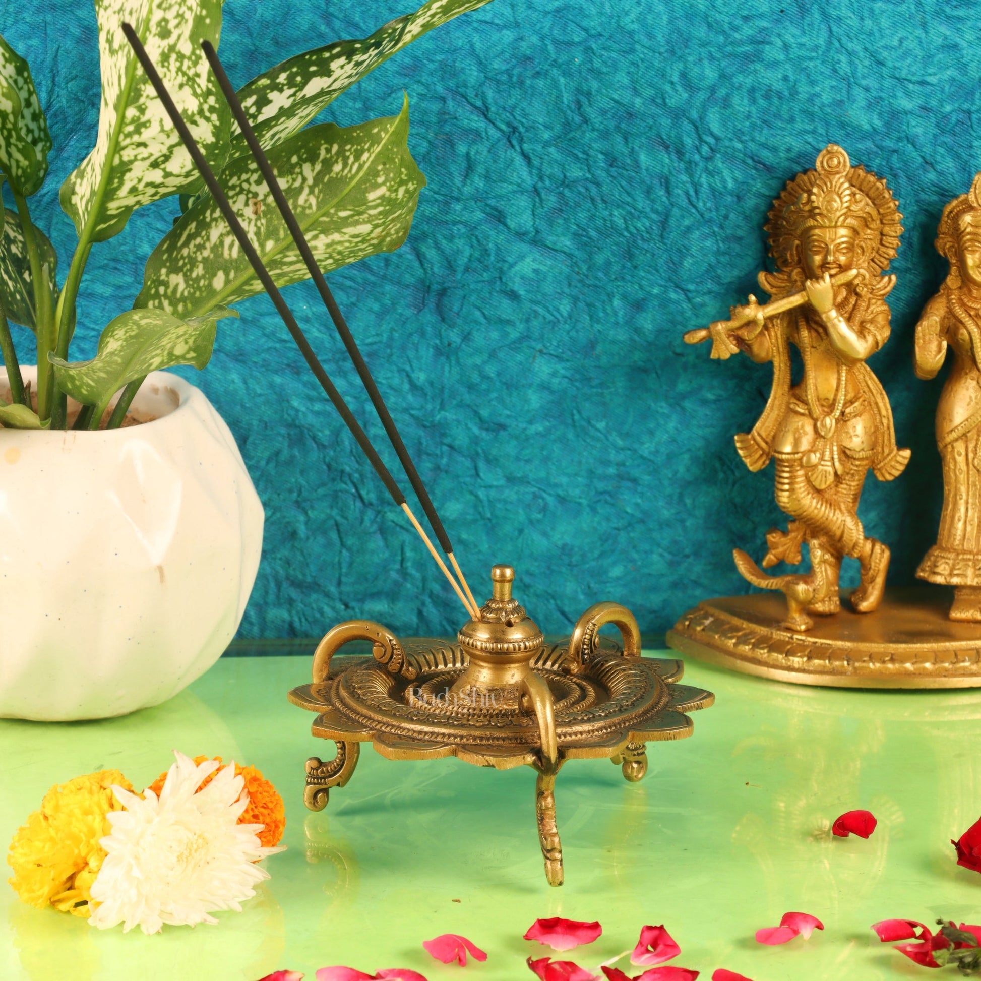 Unique Brass Incense Holder - Magnificent Design - Budhshiv.com