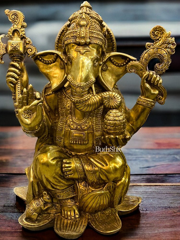 Unique Brass Lord Ganesha Statue - 22" - Budhshiv.com