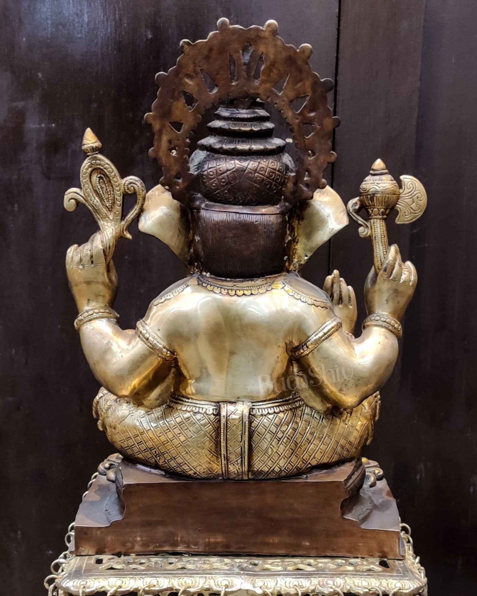 Unique Dual Finish Brass Idol with Intricate Jewellery - Height 20 inches - Budhshiv.com