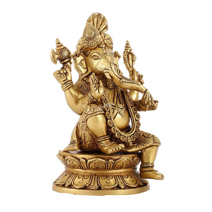 Unique Handcrafted Brass Ganapathi Statue 10 inch - Budhshiv.com