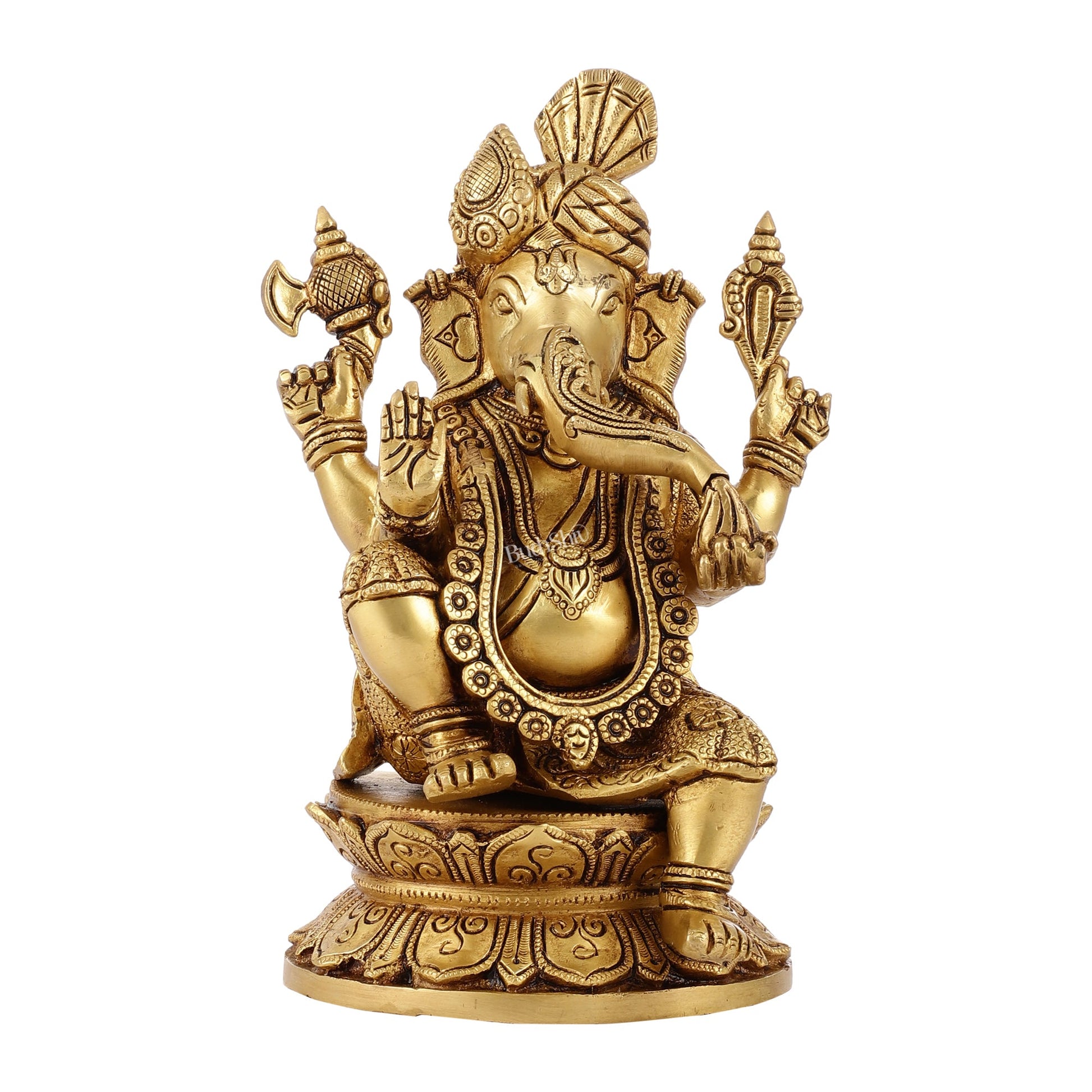 Unique Handcrafted Brass Ganapathi Statue 10 inch - Budhshiv.com