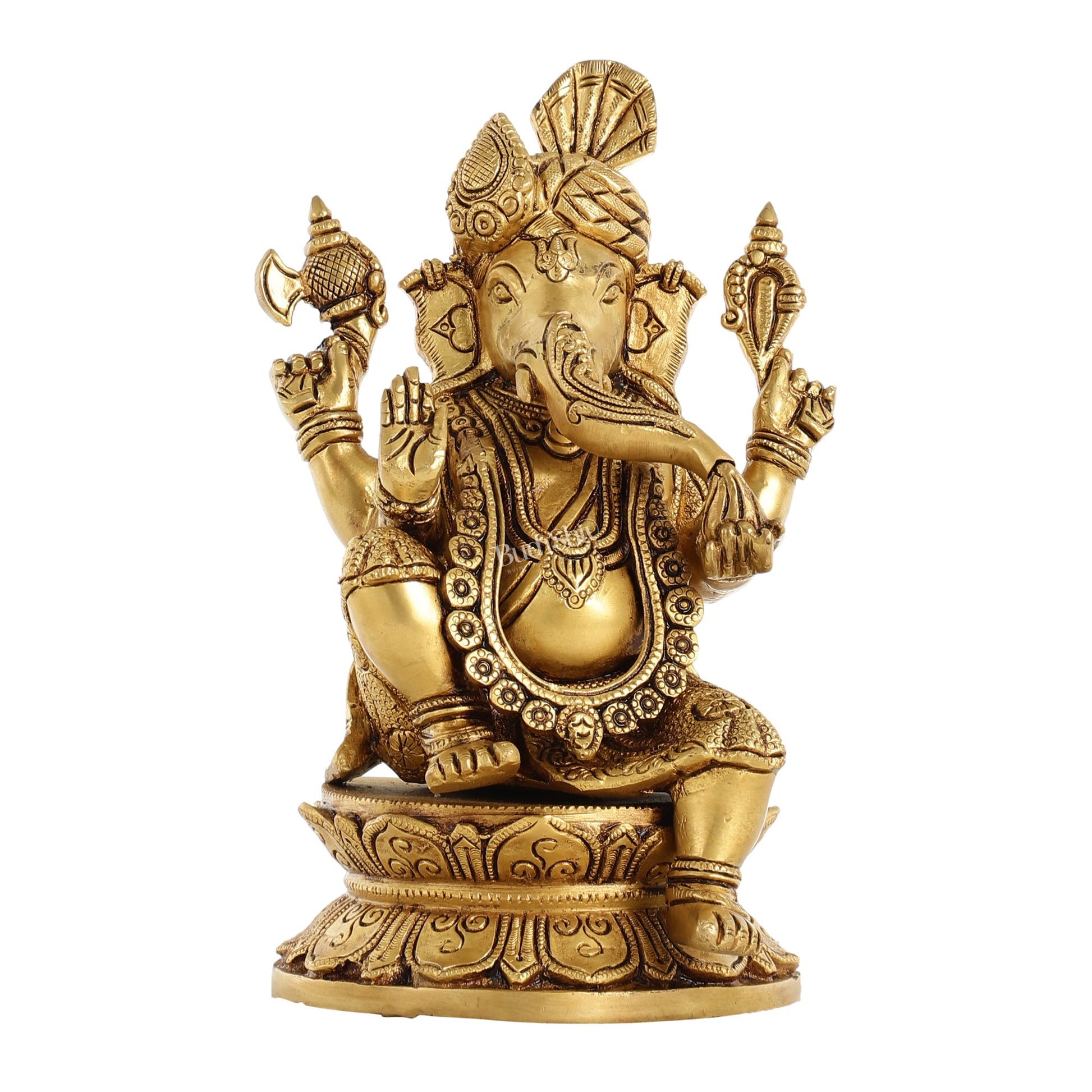 Unique Handcrafted Brass Ganapathi Statue 10 inch - Budhshiv.com