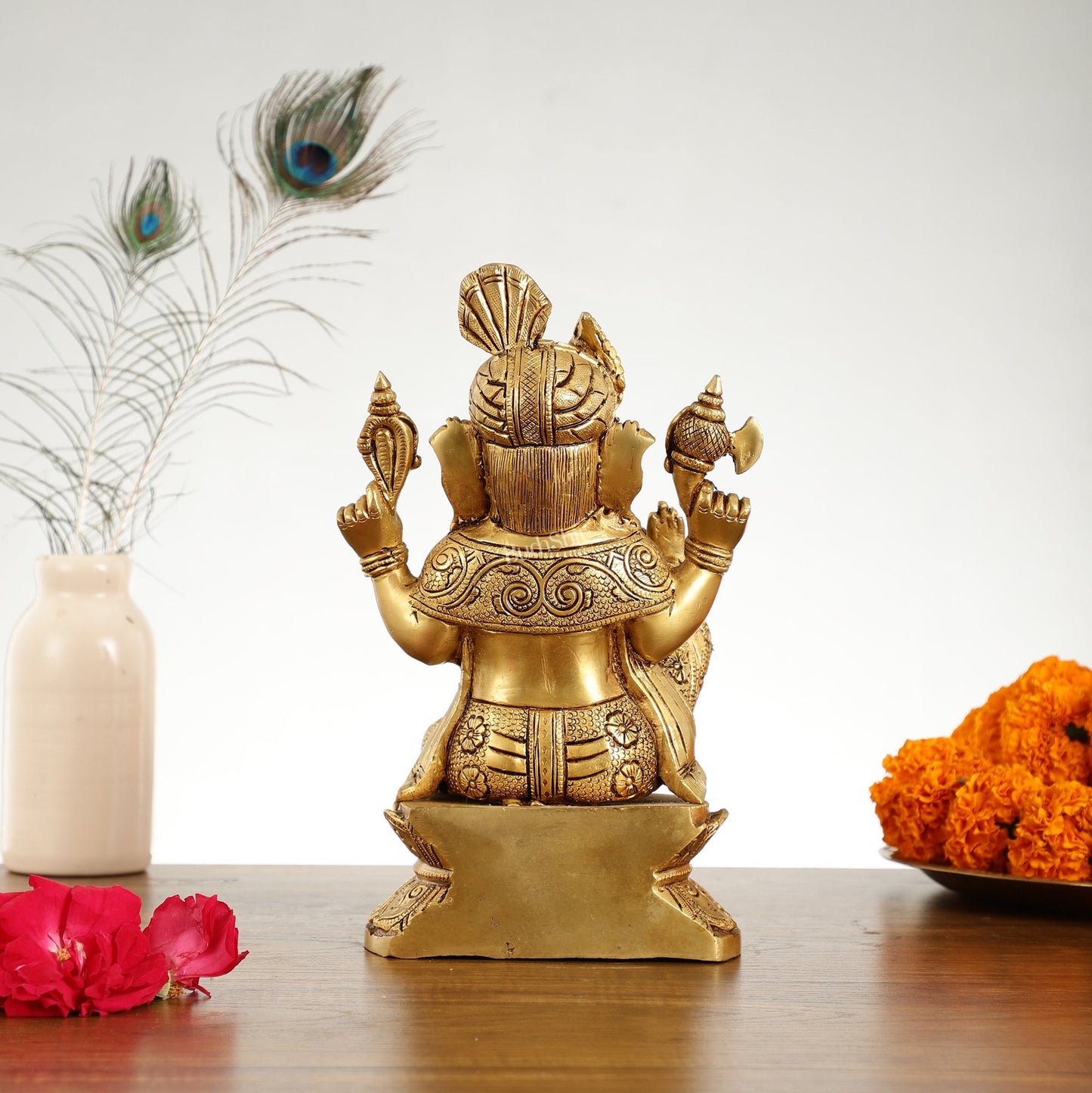 Unique Handcrafted Brass Ganapathi Statue 10 inch - Budhshiv.com