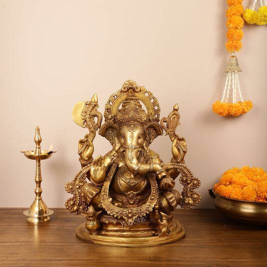 Unique lord Ganesha Brass Idol Height 20 inch - Budhshiv.com