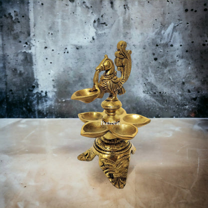 Unique Pure Fine Brass Annam Oil Deepam Lamp with 6 Diyas (SMALL) - Budhshiv.com