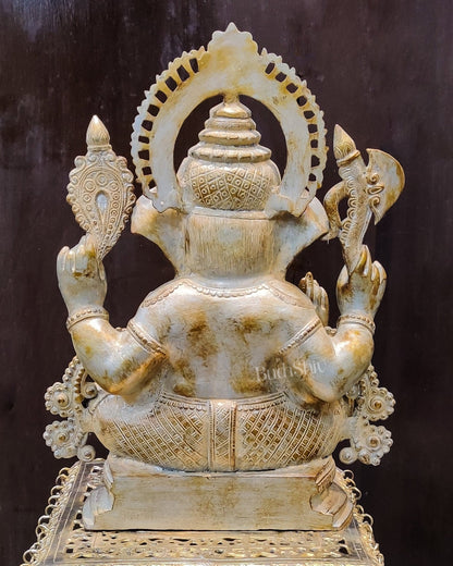 Unique Stone Finish Ganesha Brass Idol Height 20 inches - Budhshiv.com