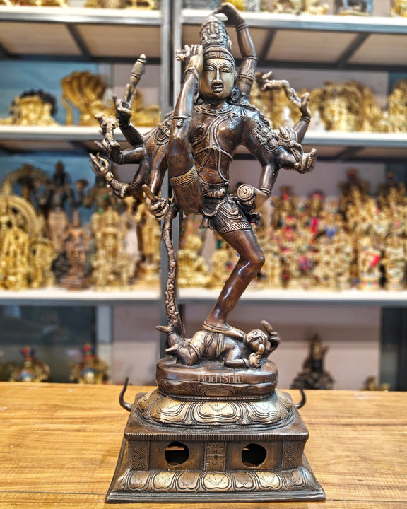 Urdhava Tandava Intricate 26-Inch Brass Tripurantaka Lord Shiva Statue - Budhshiv.com