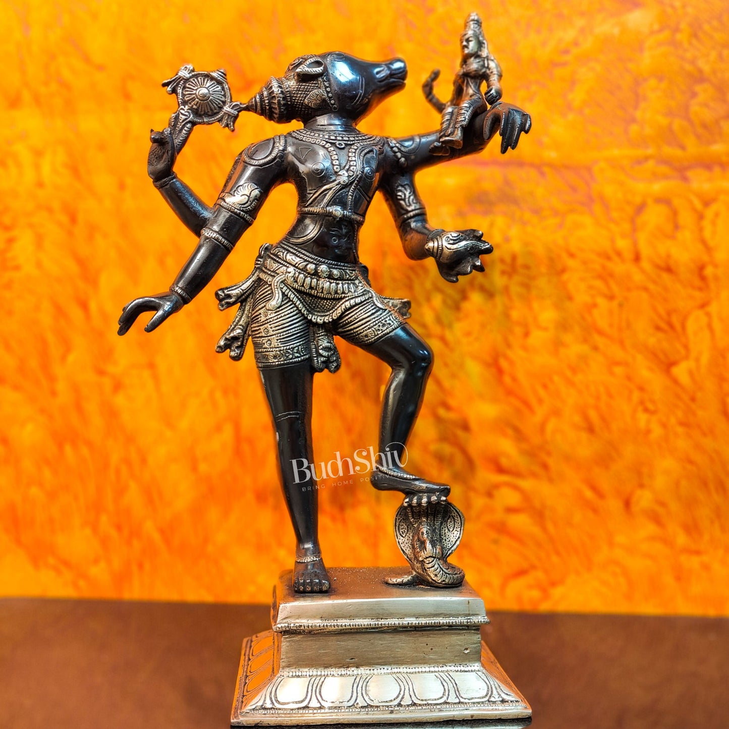 Varaha with Bhooma Devi Varaha Lakshmi Brass Statue 17 inch Black Gold - Budhshiv.com