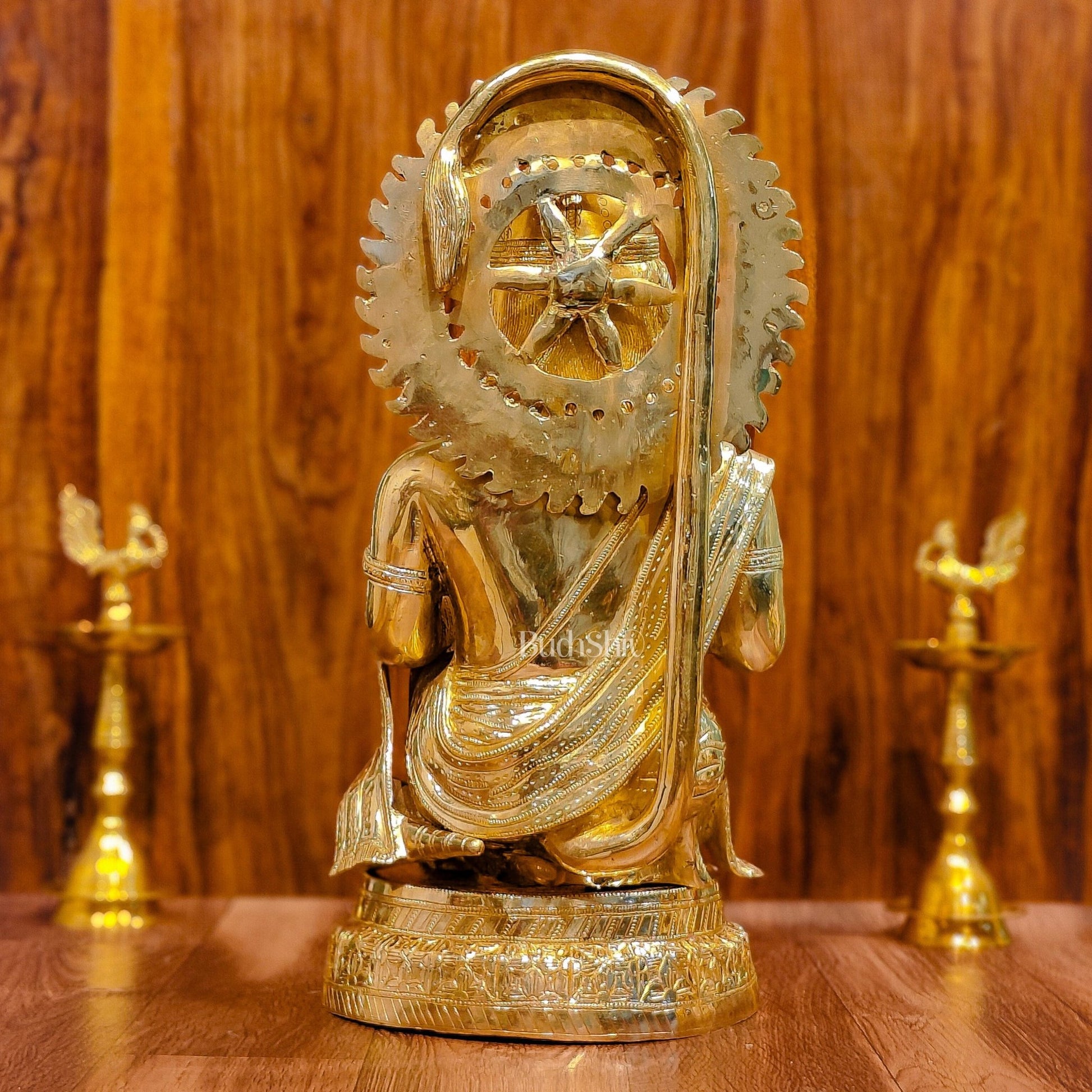 Veer Hanuman Brass Statue | Kneeling Aashirwaad Mudra | 19.5 inch - Budhshiv.com