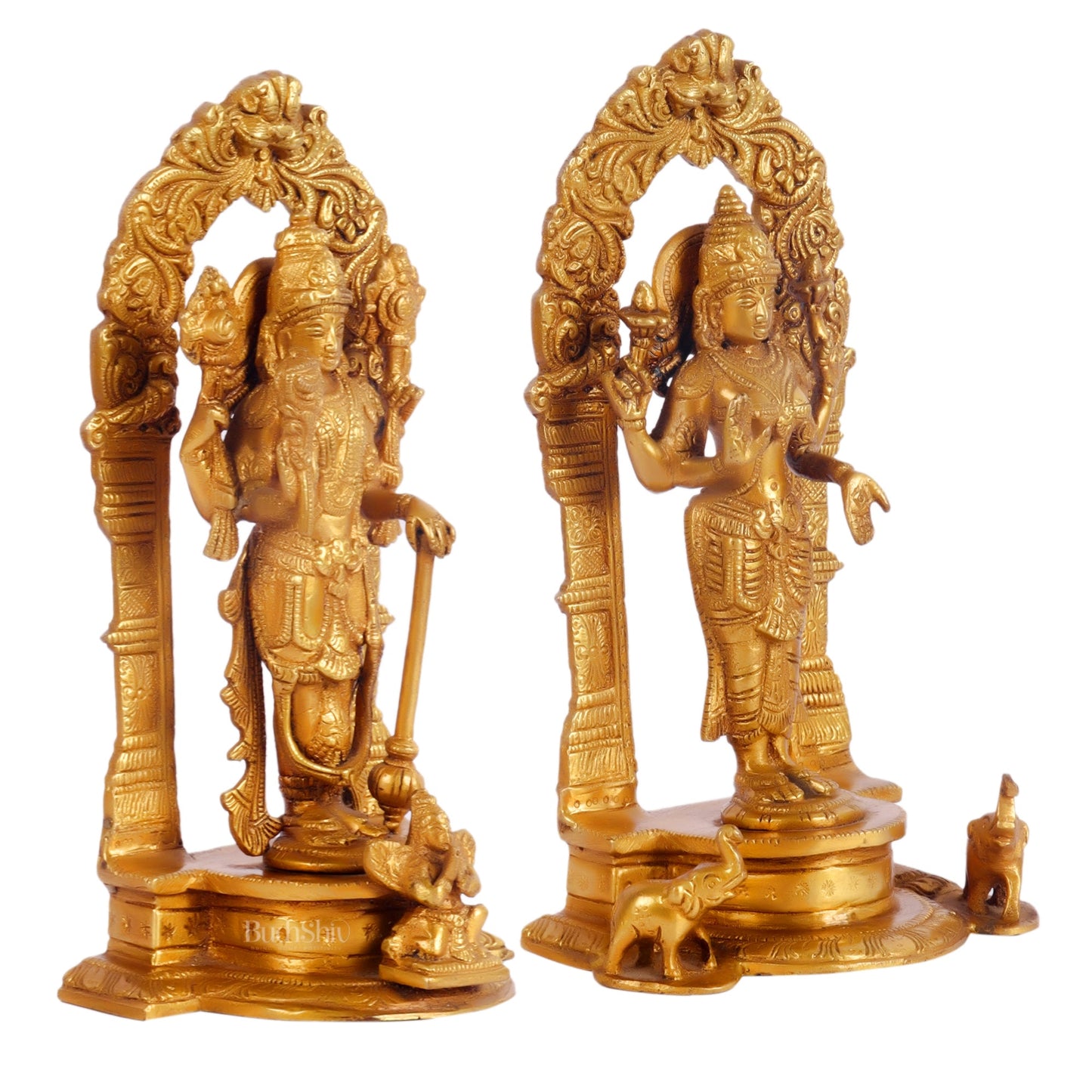 Vishnu Lakshmi Brass idols 9 inch - Budhshiv.com