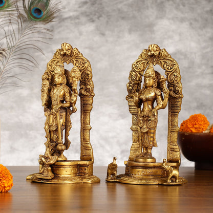 Vishnu Lakshmi Brass idols 9 inch - Budhshiv.com