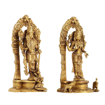 Vishnu Lakshmi Brass idols 9 inch - Budhshiv.com