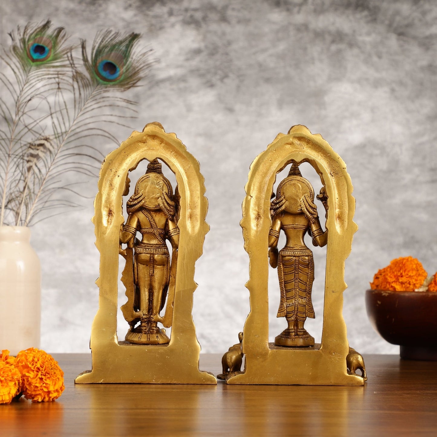 Vishnu Lakshmi Brass idols 9 inch - Budhshiv.com