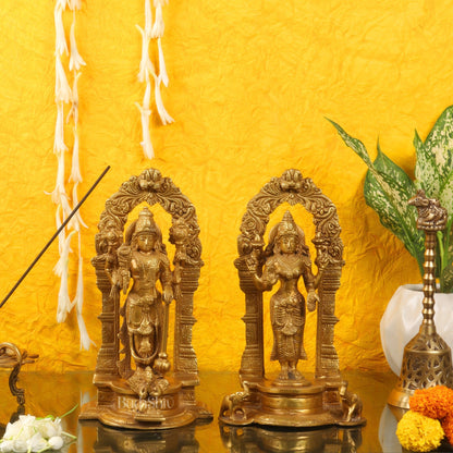 Vishnu Lakshmi Brass idols 9 inch - Budhshiv.com
