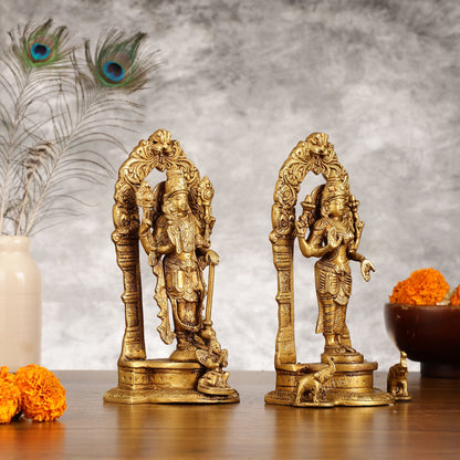 Vishnu Lakshmi Brass idols 9 inch - Budhshiv.com